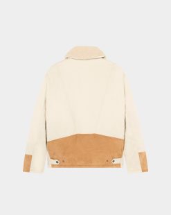 Chevignon Blousons & Manteaux | Manteau Boume Beige Manteau En Peau Lainee Avec Empiecements En Cuir