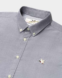 Chevignon Chemises | Chemise Oxford Togs Gris Chemise Unie En Coton Coupe Droite