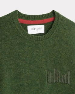 Chevignon Pulls | Pull City Wool Vert Pull Col Rond, Broderie Chevignon