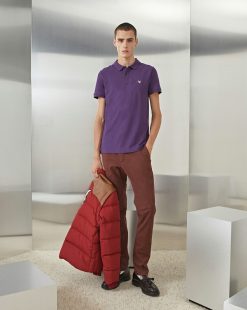 Chevignon T-Shirts & Polos | Polo O-Togs Violet Polo Manches Courtes Avec Broderie Canard