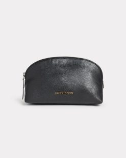 Chevignon Maroquinerie | Trousse Kit Bag Noir Trousse En Cuir De Chevre