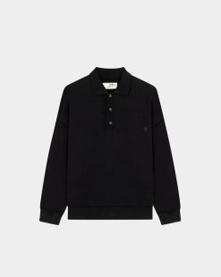 Chevignon Sweatshirts | Sweatshirt Polo Sweat Noir Sweat Col Polo, 100% Coton