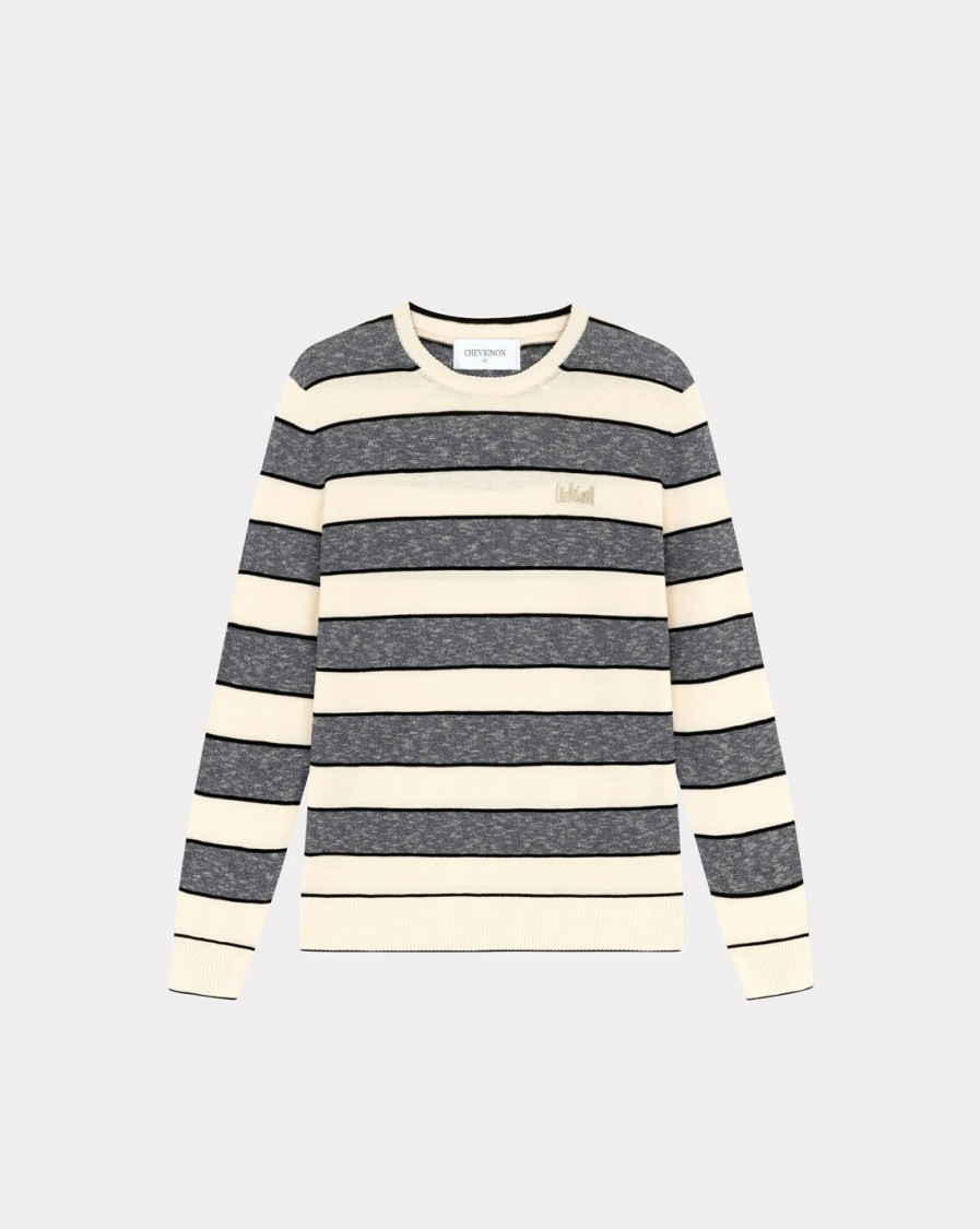 Chevignon Pulls | Pull City Mini Stripes Bleu Marine Pull Fin A Rayures