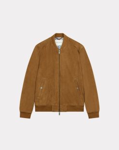 Chevignon Cuirs | Blouson Teddy Suede Cognac Blouson En Cuir De Chevre Velours