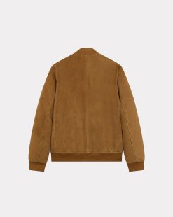 Chevignon Cuirs | Blouson Teddy Suede Cognac Blouson En Cuir De Chevre Velours