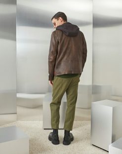 Chevignon Cuirs | Blouson En Cuir Wheel Cacao Blouson En Cuir Avec Capuche Amovible