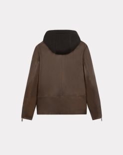 Chevignon Cuirs | Blouson En Cuir Wheel Cacao Blouson En Cuir Avec Capuche Amovible