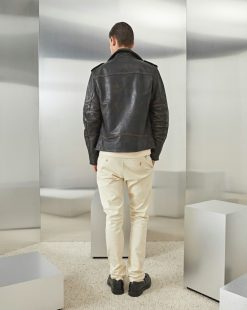 Chevignon Cuirs | Blouson En Cuir Biker Blouson En Cuir Vieilli