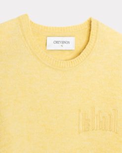 Chevignon Nouveautes | Pull City Wool Jaune Pull Col Rond, Broderie Chevignon