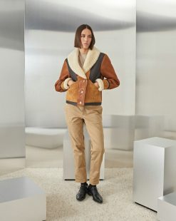 Chevignon Cuirs | Blouson En Cuir Camerashearling W Cacao Blouson En Cuir De Mouton Femme