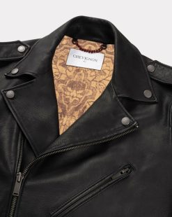 Chevignon Cuirs | Blouson En Cuir Biker Noir Blouson Biker En Cuir De Vachette