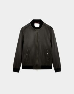 Chevignon Cuirs | Blouson Teddy En Cuir Noir Blouson Col Teddy En Cuir D'Agneau