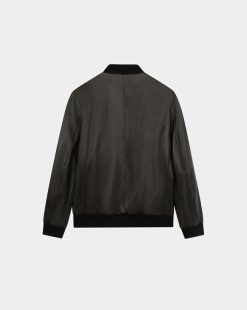 Chevignon Cuirs | Blouson Teddy En Cuir Noir Blouson Col Teddy En Cuir D'Agneau