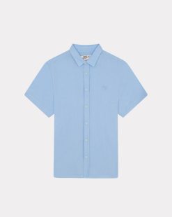 Chevignon Chemises | Chemise Lin Short Togs Bleu Chemise En Lin Coupe Straight