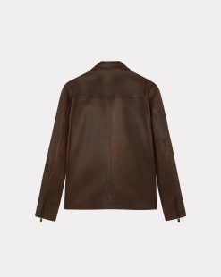 Chevignon Cuirs | Blouson En Cuir Trooper Cacao Blouson En Cuir D'Agneau Col Polo