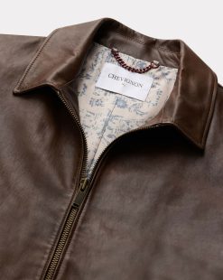 Chevignon Cuirs | Blouson En Cuir Trooper Cacao Blouson En Cuir D'Agneau Col Polo