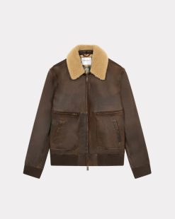 Chevignon Cuirs | Blouson En Cuir Gyver Vintage Cacao Blouson En Cuir Inspiration Aviateur