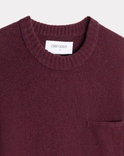 Chevignon Pulls | Pull Pocket Wool Burgundy Pull Col Rond En Laine