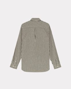 Chevignon Chemises | Chemise Pocket Stripes Gris Chemise En Lin Rayee