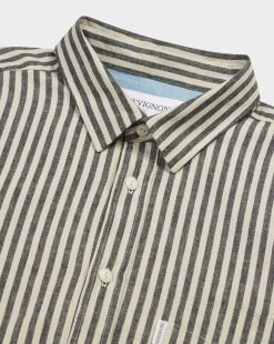 Chevignon Chemises | Chemise Pocket Stripes Gris Chemise En Lin Rayee