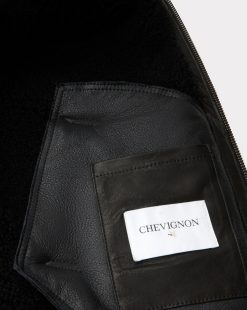 Chevignon Cuirs | Bombardier Noir Blouson En Peau De Mouton