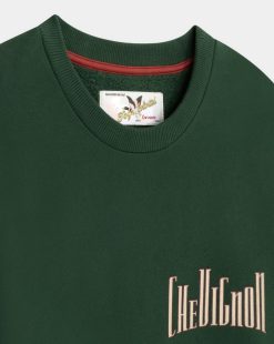 Chevignon Sweatshirts | Sweat City Basic Vert Sweat Avec Logo Signature