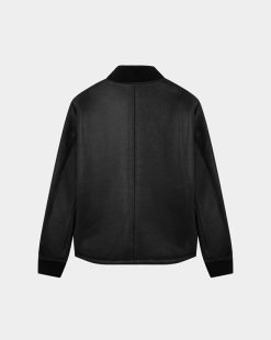 Chevignon Cuirs | Blouson Park Noir Teddy En Mouton Laine