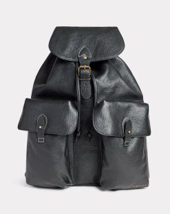 Chevignon Maroquinerie | Sac Leather Backpack Noir Sac A Dos En Cuir De Chevre