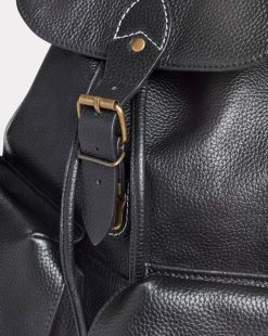 Chevignon Maroquinerie | Sac Leather Backpack Noir Sac A Dos En Cuir De Chevre