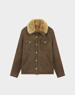 Chevignon Cuirs | Blouson En Cuir V-Shearling Cacao Blouson En Cuir D'Agneau