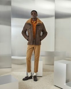 Chevignon Cuirs | Blouson En Cuir V-Shearling Cacao Blouson En Cuir D'Agneau