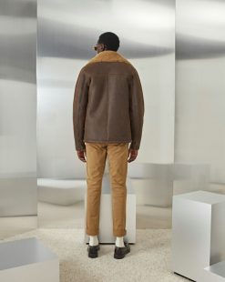 Chevignon Cuirs | Blouson En Cuir V-Shearling Cacao Blouson En Cuir D'Agneau