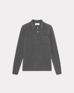 Chevignon Pulls | Pull Polo Knit Anthracite Pull En Laine, Col Polo