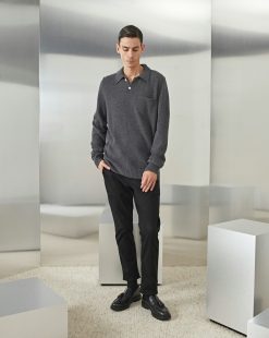 Chevignon Pulls | Pull Polo Knit Anthracite Pull En Laine, Col Polo