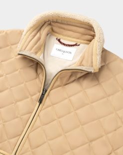 Chevignon Blousons & Manteaux | Blouson Cosmo Beige Blouson Emblematique En Cuir Et Nylon