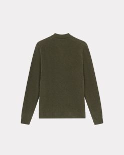 Chevignon Pulls | Pull Polo Knit Kaki Pull En Laine, Col Polo