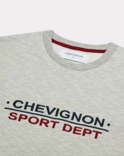 Chevignon Sweatshirts | Sweathirt Sport Gris Sweat Brode Coupe Droite